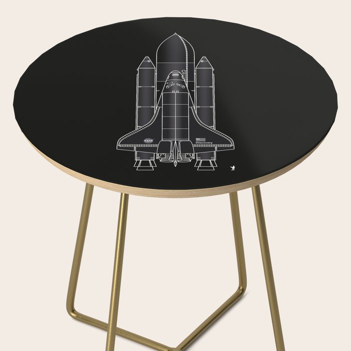 NASA Space Shuttle Blueprint in High Resolution (all black)  Side Table Gallery Image 2