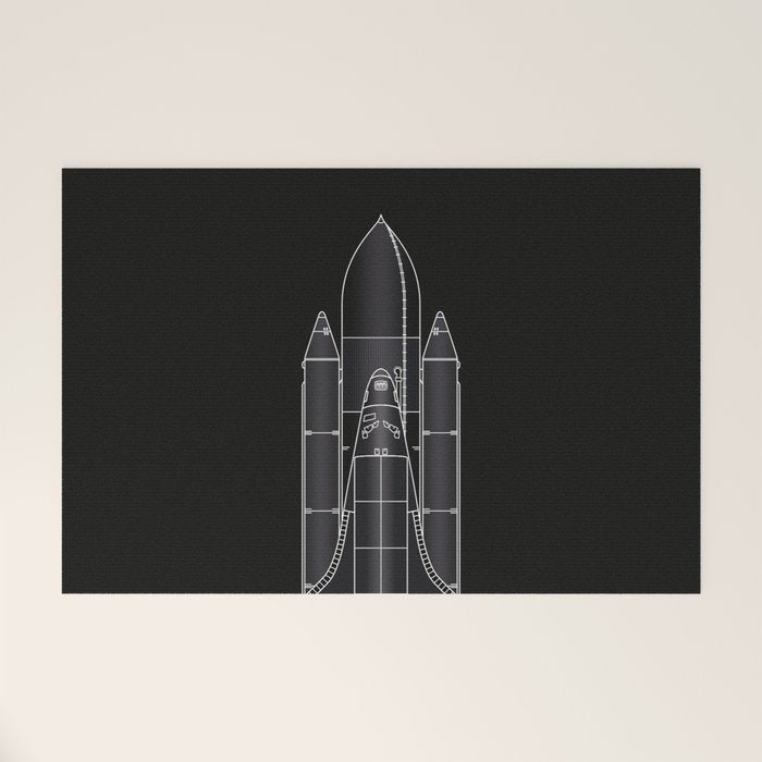 NASA Space Shuttle Blueprint in High Resolution (all black)  Welcome Mat Gallery Image 1