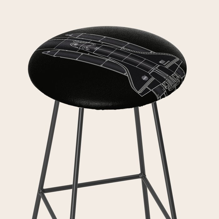 NASA Space Shuttle Blueprint in High Resolution (all black)  Stool Gallery Image 2