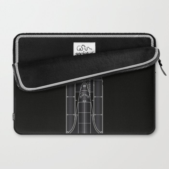 NASA Space Shuttle Blueprint in High Resolution (all black)  Laptop Sleeve Gallery Image 2