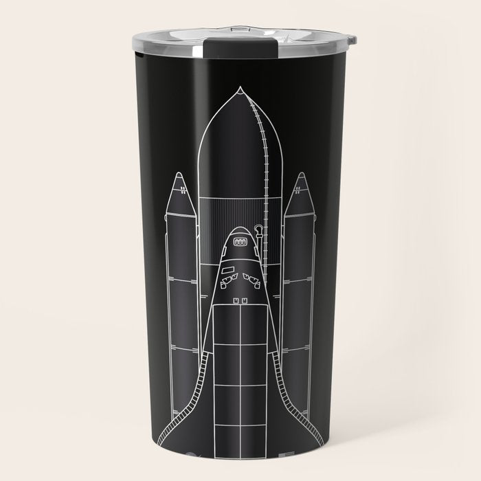 NASA Space Shuttle Blueprint in High Resolution (all black)  Travel Mug Gallery Image 1