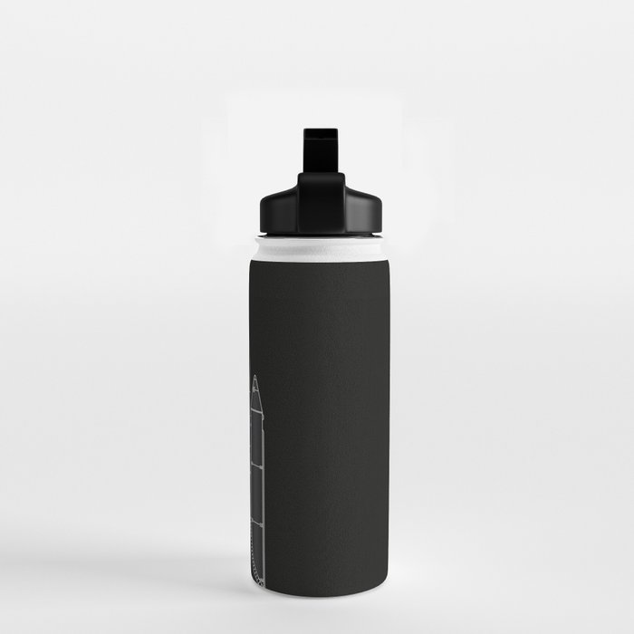 NASA Space Shuttle Blueprint in High Resolution (all black)  Water Bottle Gallery Image 2
