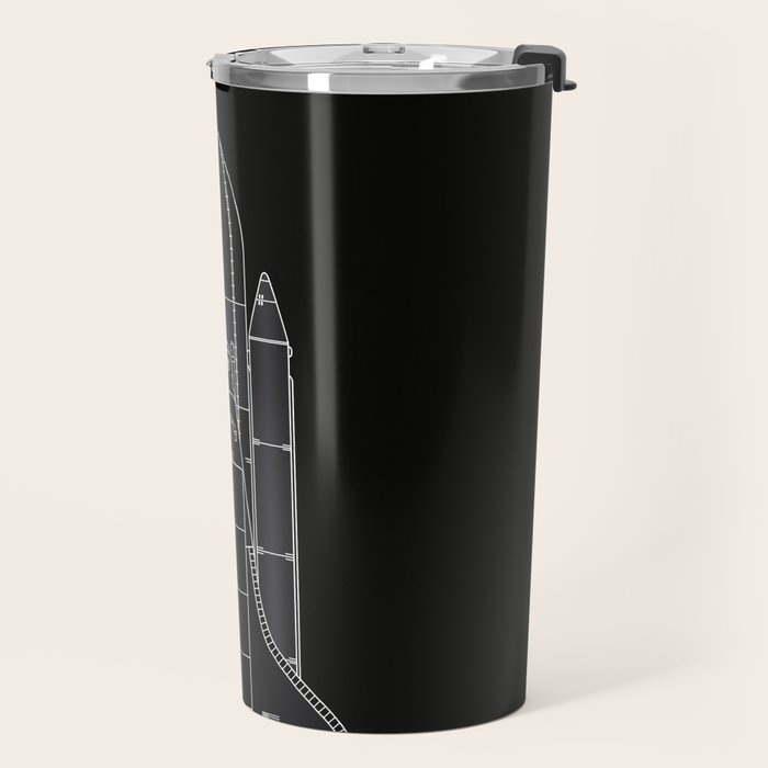 NASA Space Shuttle Blueprint in High Resolution (all black)  Travel Mug Gallery Image 2