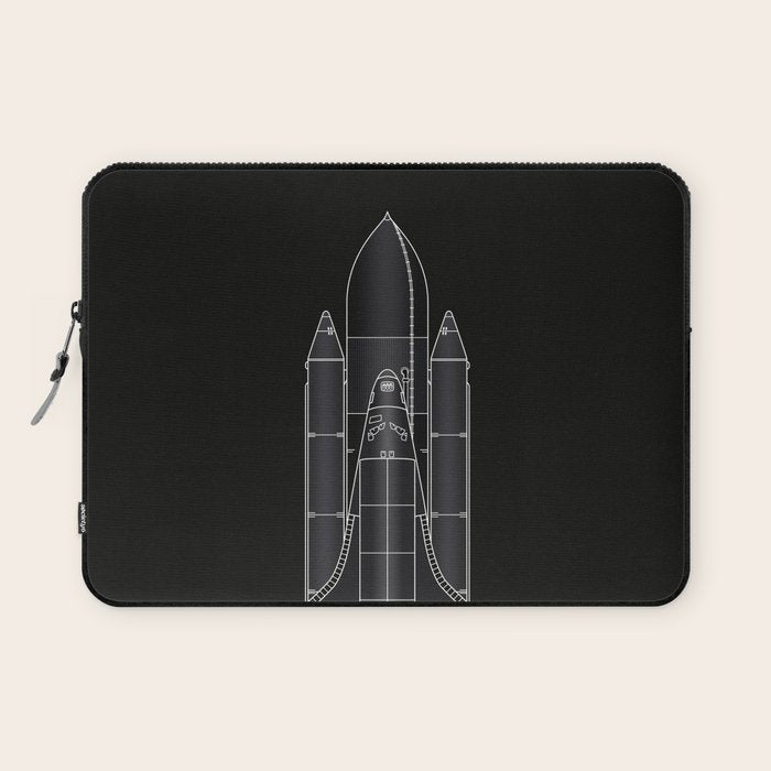 NASA Space Shuttle Blueprint in High Resolution (all black)  Laptop Sleeve Gallery Image 1