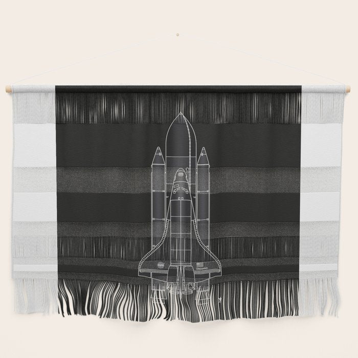 NASA Space Shuttle Blueprint in High Resolution (all black)  Wall Hanging Gallery Image 1