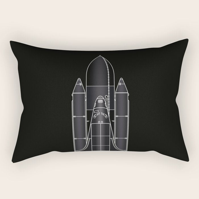NASA Space Shuttle Blueprint in High Resolution (all black)  Rectangular Pillow Gallery Image 2