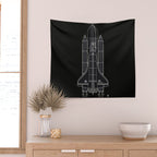 NASA Space Shuttle Blueprint in High Resolution (all black)  Wall Tapestry Gallery Image 2