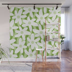 Sage and Olive Green Trippy Wavy Striped Flower Pattern Wall Mural Gallery Image 1