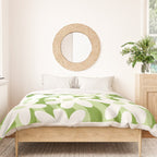 Sage and Olive Green Trippy Wavy Striped Flower Pattern Duvet Cover Gallery Image 3