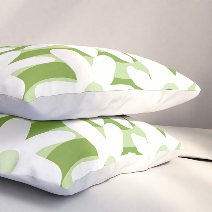 Sage and Olive Green Trippy Wavy Striped Flower Pattern Pillow Sham Gallery Image 3