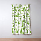 Sage and Olive Green Trippy Wavy Striped Flower Pattern Window Curtain Gallery Image 3