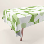 Sage and Olive Green Trippy Wavy Striped Flower Pattern Tablecloth Gallery Image 1