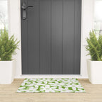 Sage and Olive Green Trippy Wavy Striped Flower Pattern Welcome Mat Gallery Image 3