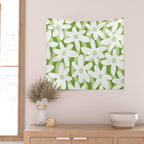 Sage and Olive Green Trippy Wavy Striped Flower Pattern Wall Tapestry Gallery Image 2