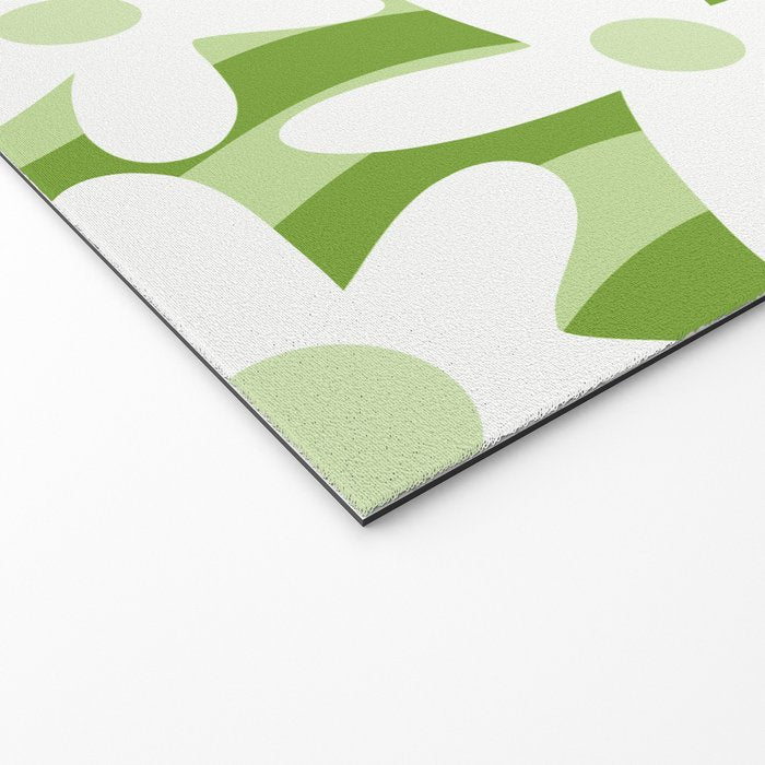 Sage and Olive Green Trippy Wavy Striped Flower Pattern Welcome Mat Gallery Image 2