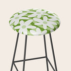Sage and Olive Green Trippy Wavy Striped Flower Pattern Stool Gallery Image 2