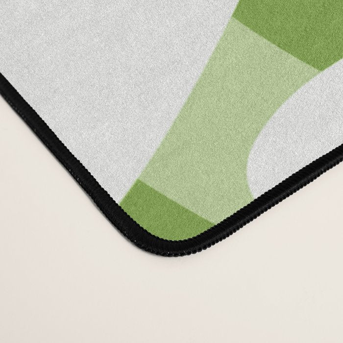 Sage and Olive Green Trippy Wavy Striped Flower Pattern Desk Mat Gallery Image 4