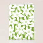 Sage and Olive Green Trippy Wavy Striped Flower Pattern Stationery Card Gallery Image 2