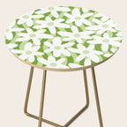 Sage and Olive Green Trippy Wavy Striped Flower Pattern Side Table Gallery Image 2