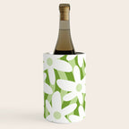 Sage and Olive Green Trippy Wavy Striped Flower Pattern Wine Chiller Gallery Image 1