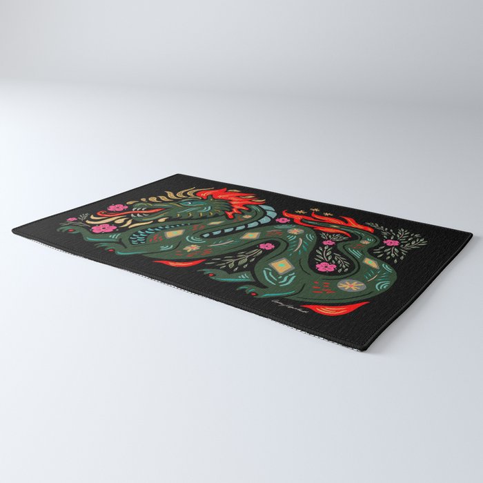 Dragon - Red, Black, Green Rug Gallery Image 3