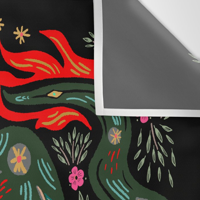 Dragon - Red, Black, Green Wall Tapestry Gallery Image 3