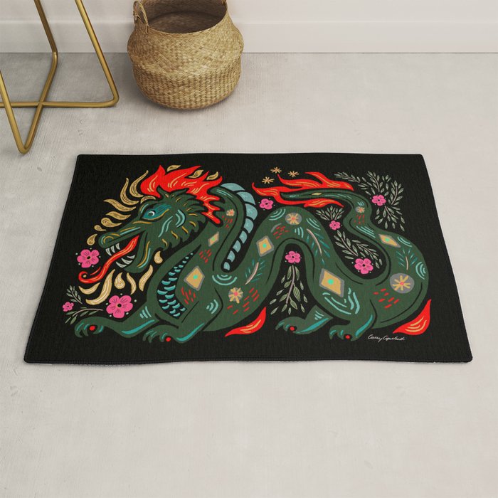 Dragon - Red, Black, Green Rug Gallery Image 1