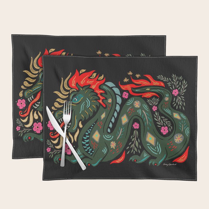 Dragon - Red, Black, Green Placemat Gallery Image 1