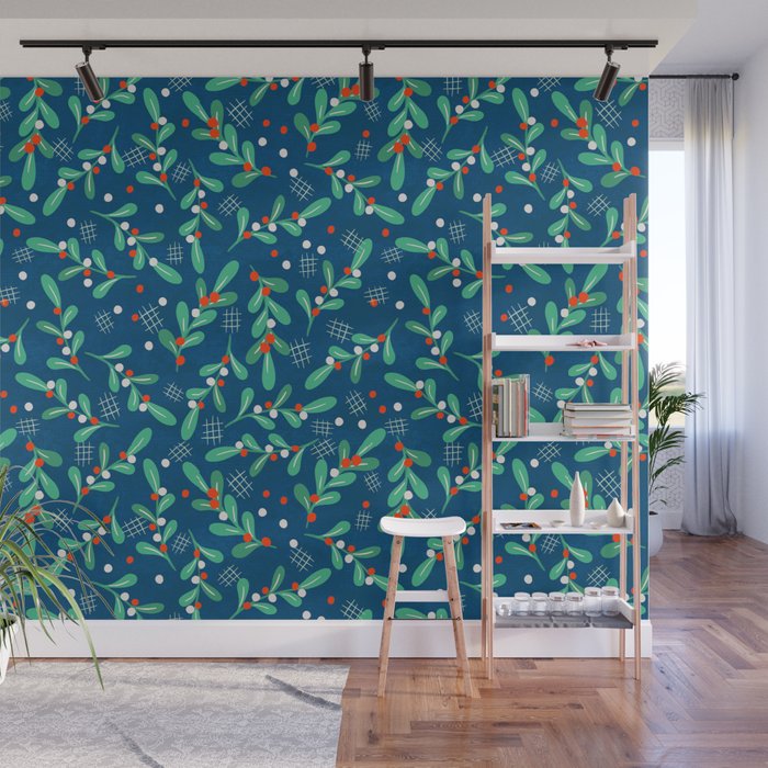 Misseltoe -  christmas pattern no1 Wall Mural Gallery Image 1