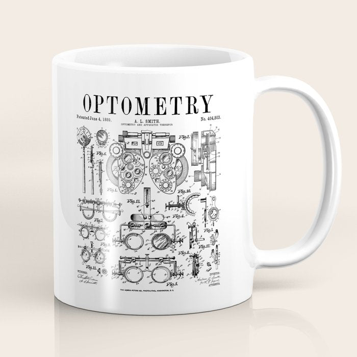 Optometrist Optometry Eye Doctor Tools Vintage Patent Print Coffee Mug Gallery Image 1