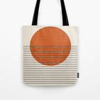 Red Sunset Circle Stripes Mid Century Modern Minimalist Rothko Inspired Colourfield Stripes Tote Bag Gallery Image 1