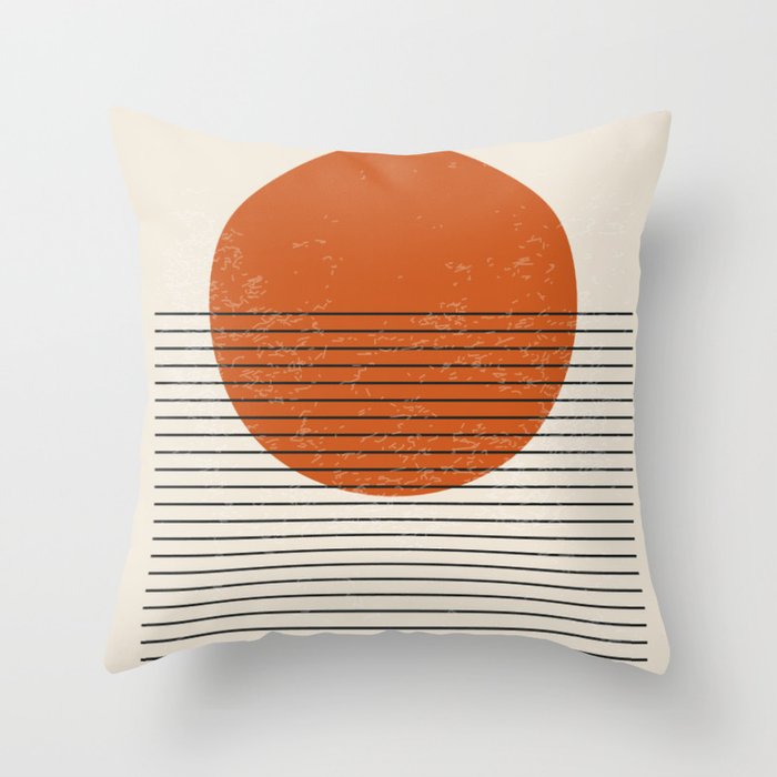 Red Sunset Circle Stripes Mid Century Modern Minimalist Rothko Inspired Colourfield Stripes Throw Pillow Gallery Image 1