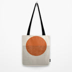 Red Sunset Circle Stripes Mid Century Modern Minimalist Rothko Inspired Colourfield Stripes Tote Bag Gallery Image 2