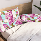 Love, Floral Typography Valentine's Graphic Design, Eclectic Modern Boho Botanical Rose Illustration Pillow Sham Gallery Image 2