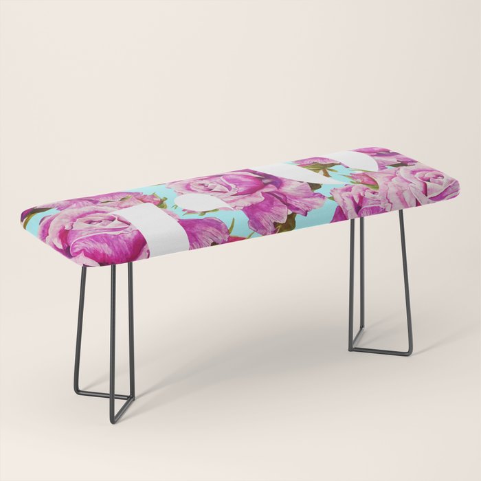 Love, Floral Typography Valentine's Graphic Design, Eclectic Modern Boho Botanical Rose Illustration Bench Gallery Image 1
