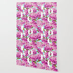 Love, Floral Typography Valentine's Graphic Design, Eclectic Modern Boho Botanical Rose Illustration Wallpaper Gallery Image 2
