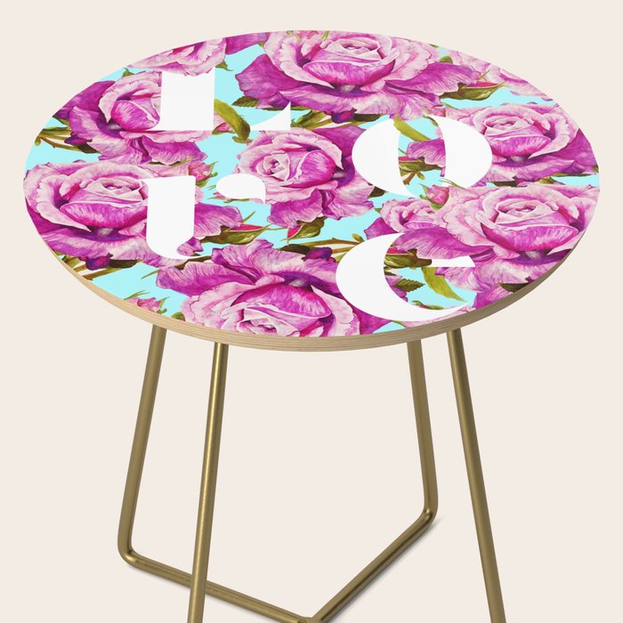 Love, Floral Typography Valentine's Graphic Design, Eclectic Modern Boho Botanical Rose Illustration Side Table Gallery Image 2