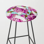 Love, Floral Typography Valentine's Graphic Design, Eclectic Modern Boho Botanical Rose Illustration Stool Gallery Image 2