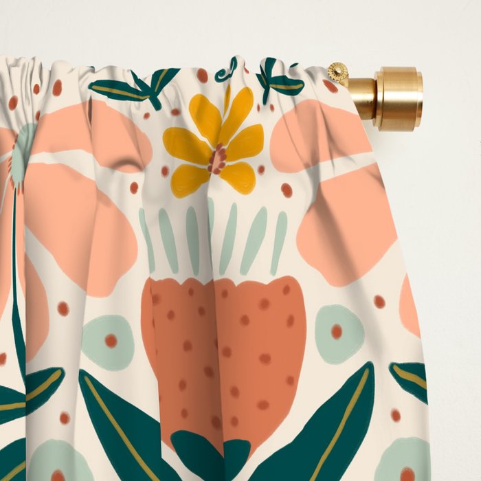 Pretty Floral - Earth Colors Window Curtain Gallery Image 2