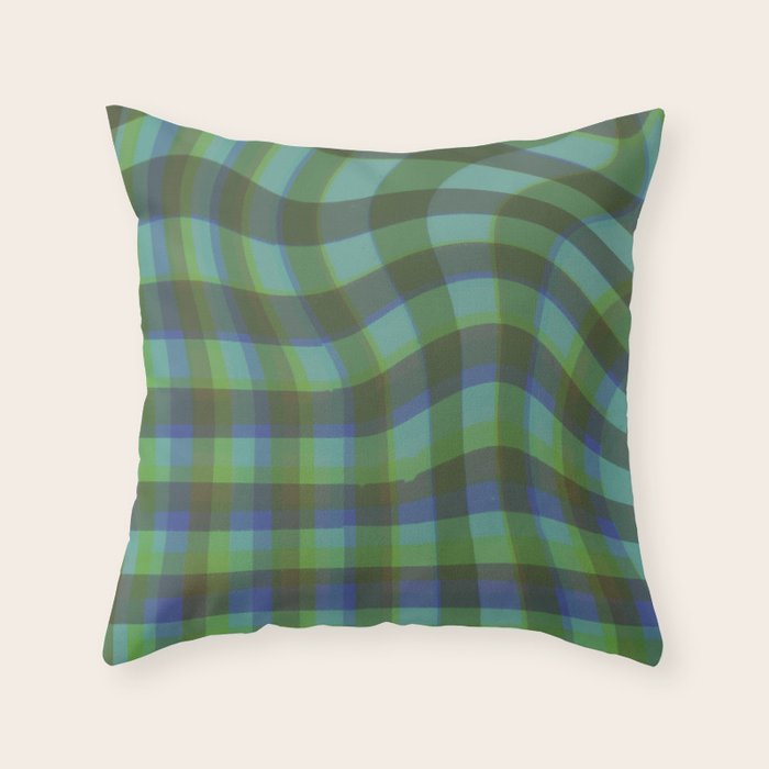 Green squared Throw Pillow Gallery Image 1