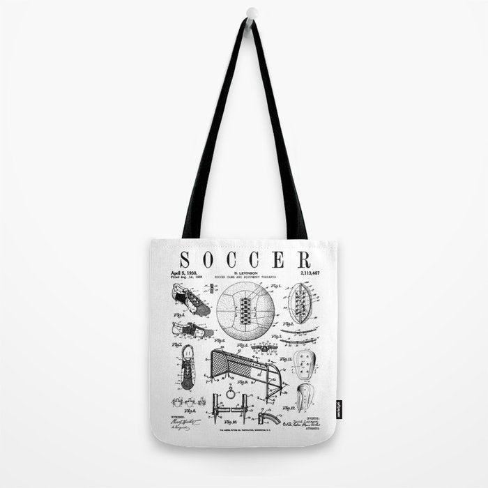 Soccer Player Football Vintage Patent Drawing Print Tote Bag Gallery Image 2