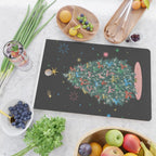 Colorful Christmas Tree with Bows and Stars on Black Background Cutting Board Gallery Image 2