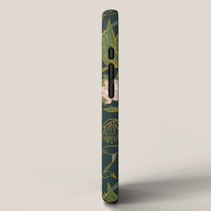 Drawing of exotic birds in the dark jungle iPhone Case Gallery Image 2