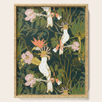Drawing of exotic birds in the dark jungle Serving Tray Gallery Image 1
