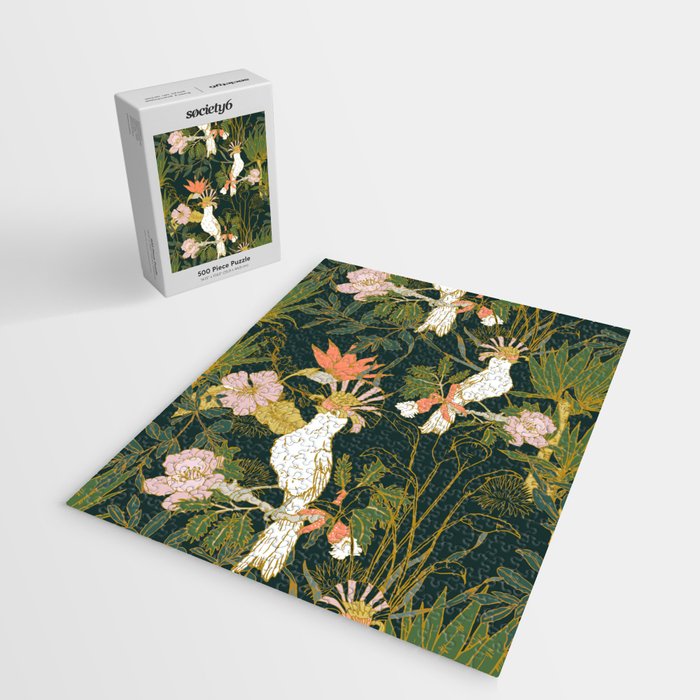 Drawing of exotic birds in the dark jungle Jigsaw Puzzle Gallery Image 2