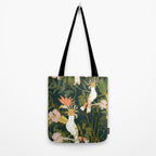 Drawing of exotic birds in the dark jungle Tote Bag Gallery Image 2