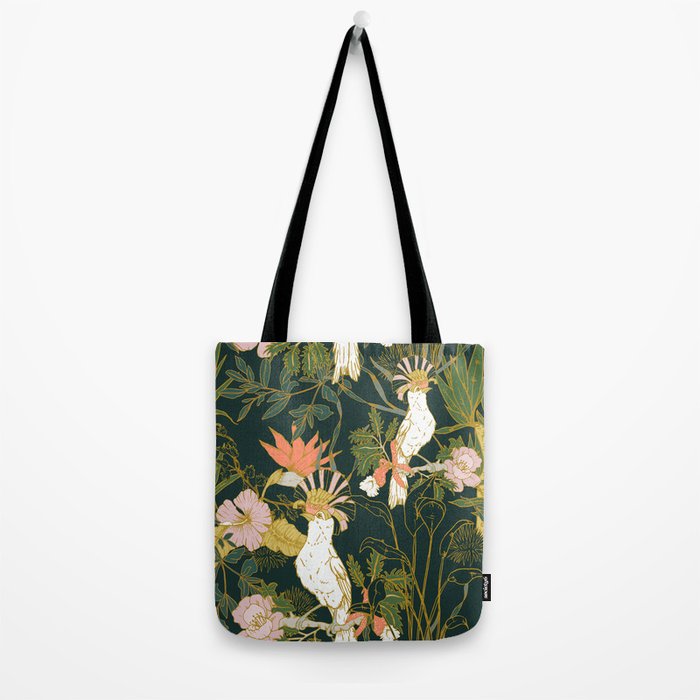 Drawing of exotic birds in the dark jungle Tote Bag Gallery Image 2