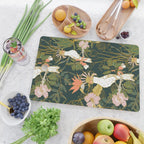 Drawing of exotic birds in the dark jungle Cutting Board Gallery Image 2