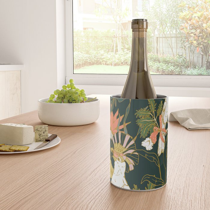 Drawing of exotic birds in the dark jungle Wine Chiller Gallery Image 4