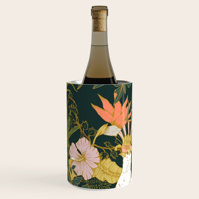 Drawing of exotic birds in the dark jungle Wine Chiller Gallery Image 2
